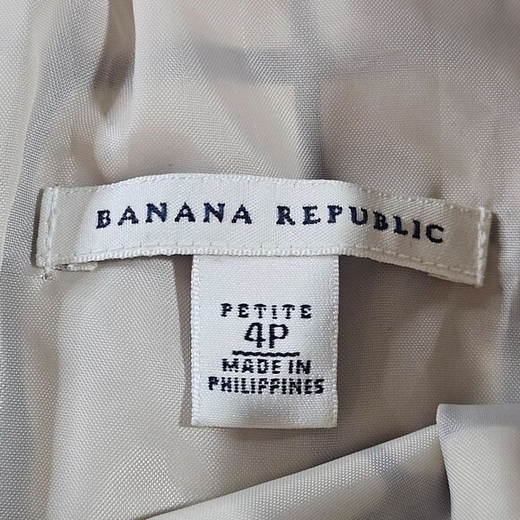 Banana Republic Silk Sheath Dress Size 4P Pleated Neck Career Wedding Guest - Picture 4 of 12